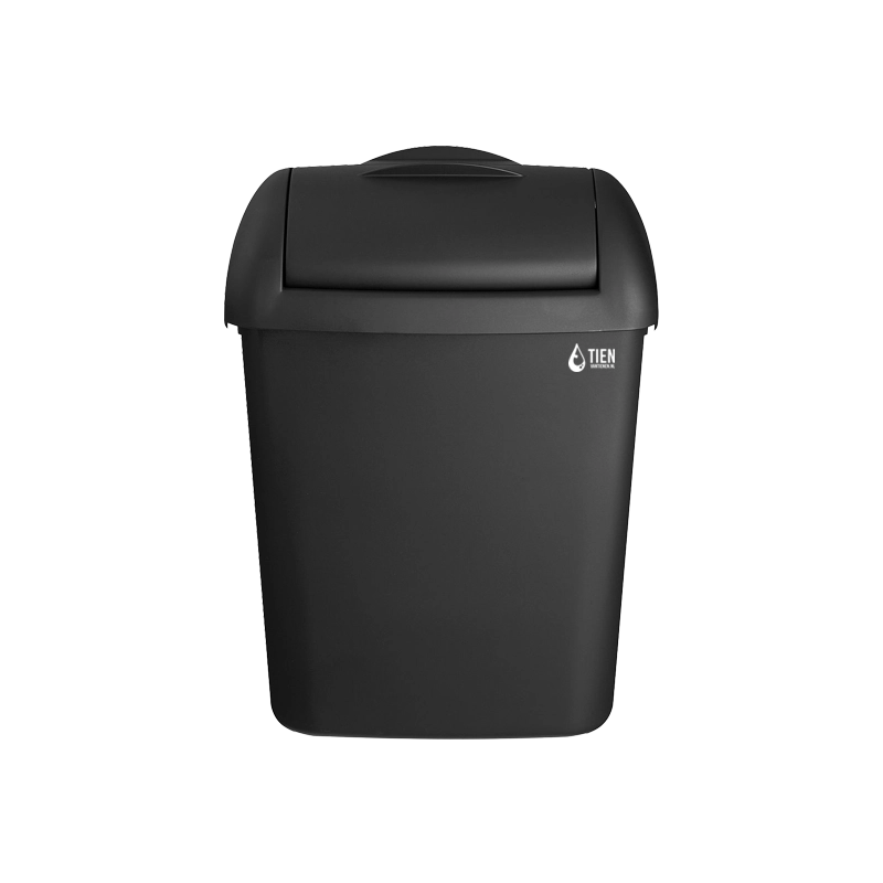 TIEN dameshygienebak 8 liter zwart - incl. wandbevestiging